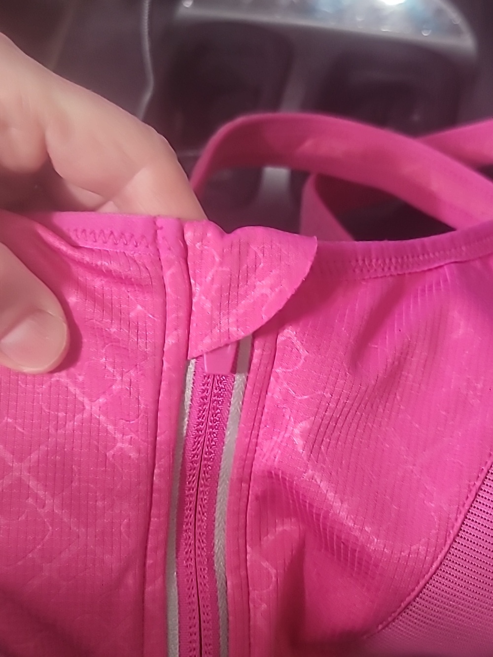 NWOT SheFit Pink Front-Zip High Support Sports Bra Size Luxe (Appx L) - Picture 6 of 7